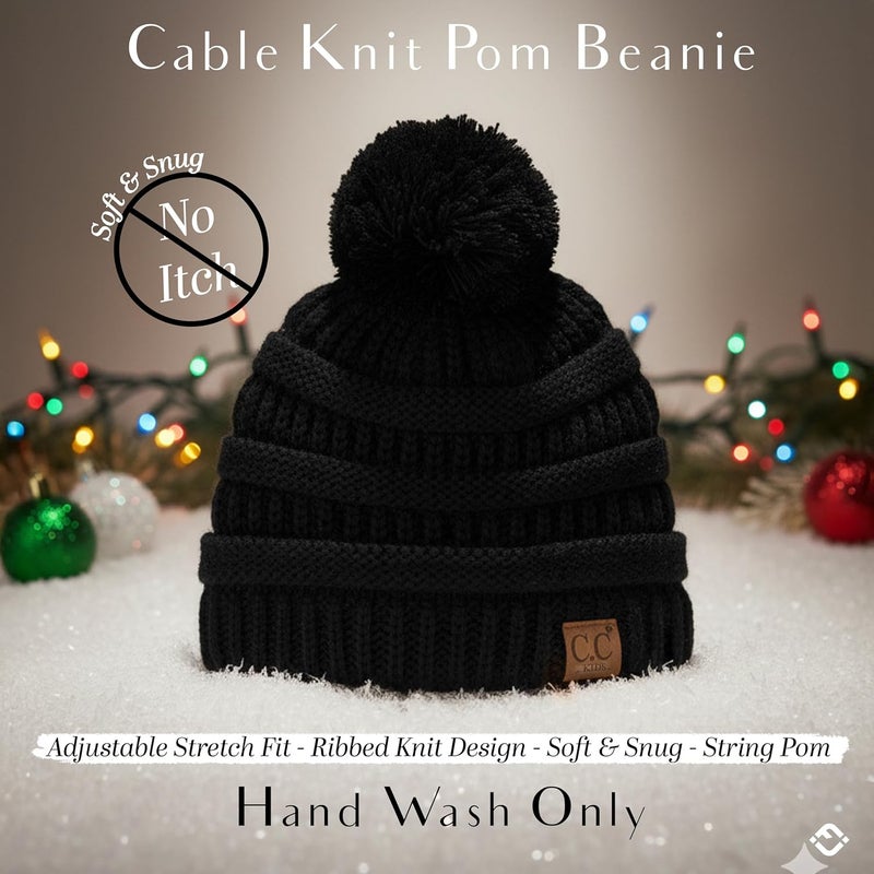 Funky Junque Toddler Pom Beanie – Kids Winter Hat for Ages 1–4, Baby Boy & Girl Knit Beanies, Warm Cozy Knit Snow Hats - Image 3